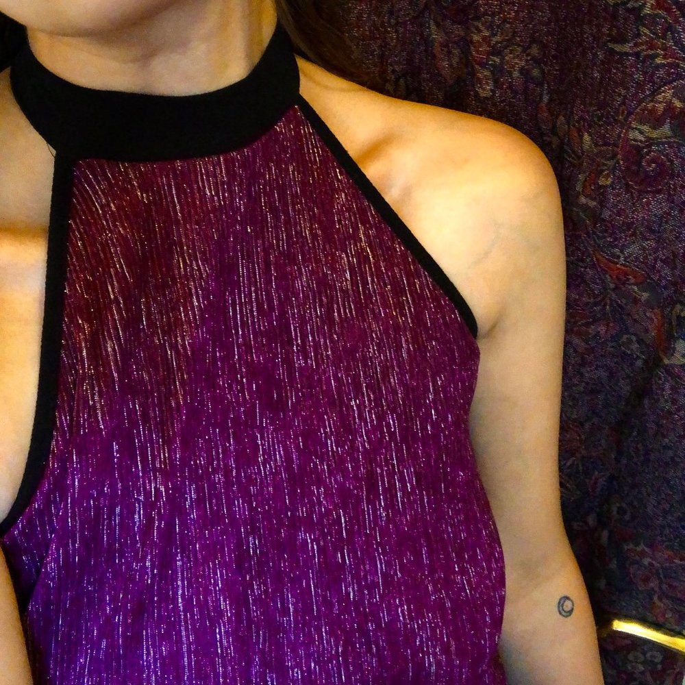 Plum Purple Sparkly Halter Top